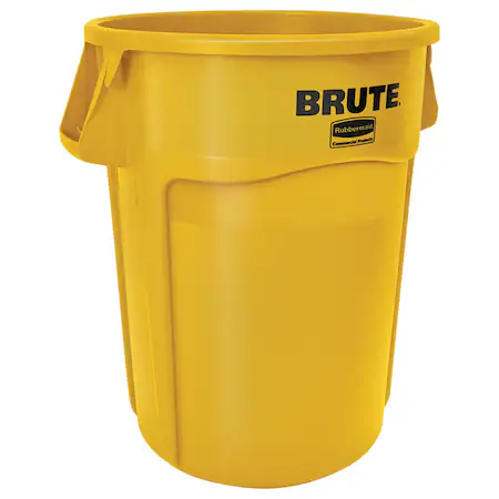 Rubbermaid Commercial Brute 44 gal yellow round plastic trash can