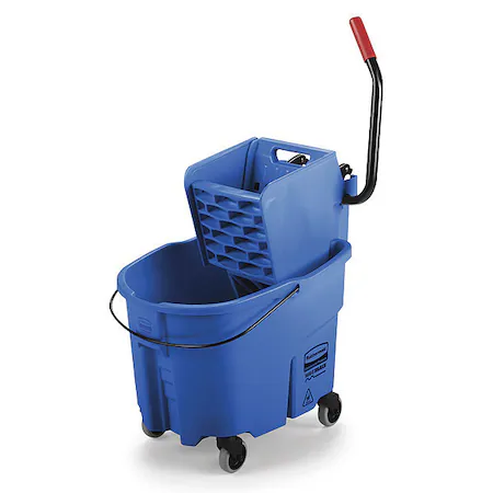 Rubbermaid WaveBrake side press mop bucket and wringer, blue, 8 3/4 gal