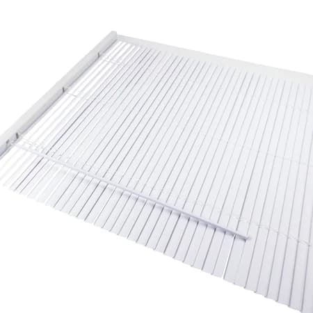 White faux wood blinds, 47 in by 60 in, cordless with valance