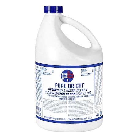 KIK Pure Bright chlorine bleach, pack of six 1 gallon containers